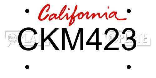 CKM423 California License Plate