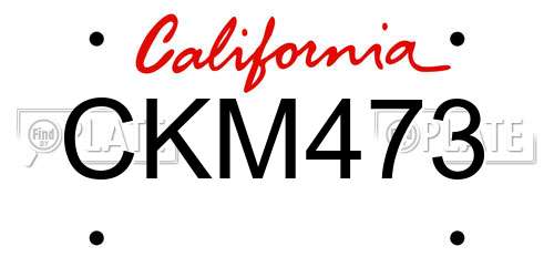 CKM473 California License Plate