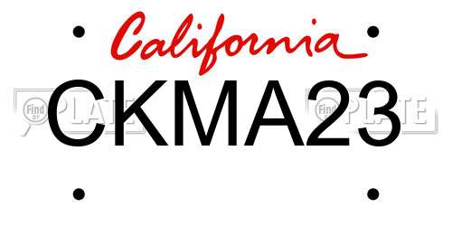 CKMA23 California License Plate