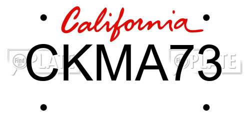 CKMA73 California License Plate