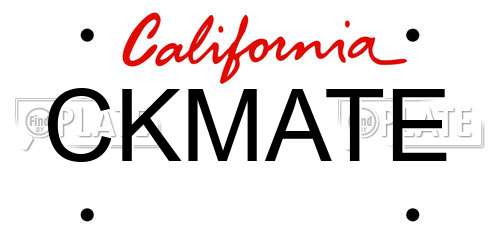CKMATE California License Plate