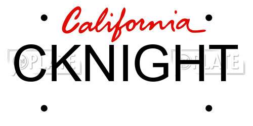 CKNIGHT California License Plate