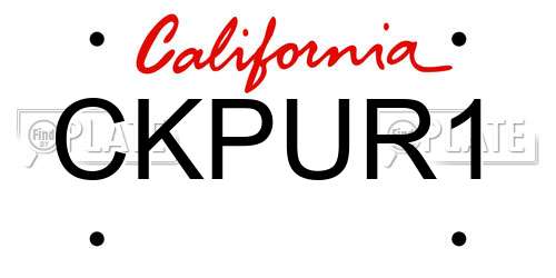 CKPUR1 California License Plate