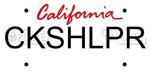CKSHLPR California License Plate