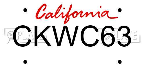 CKWC63 California License Plate