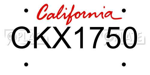 CKX1750 California License Plate
