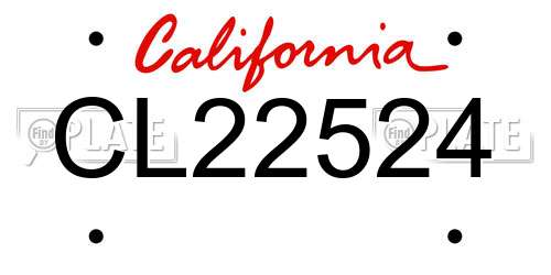 CL22524 California License Plate