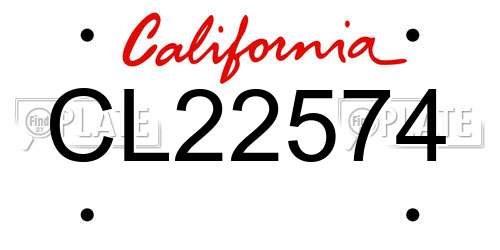 CL22574 California License Plate