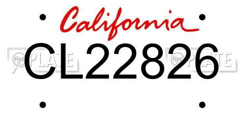 CL22826 California License Plate