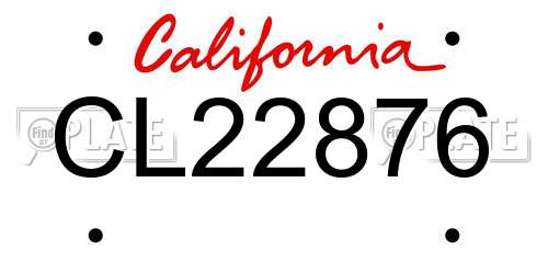CL22876 California License Plate