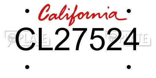 CL27524 California License Plate