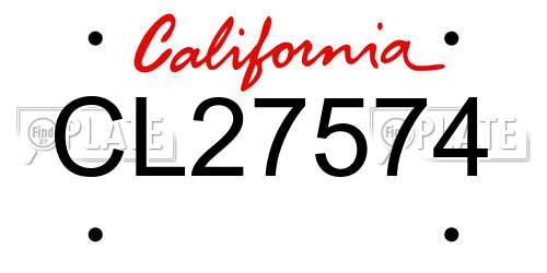 CL27574 California License Plate