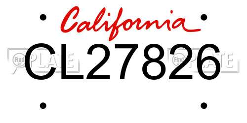 CL27826 California License Plate