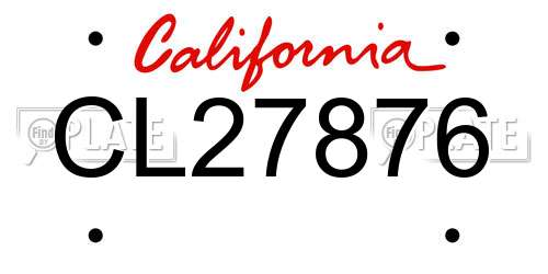 CL27876 California License Plate