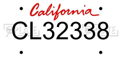 CL32338 California License Plate