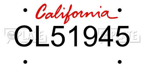 CL51945 California License Plate