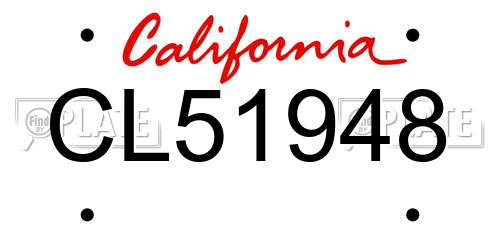 CL51948 California License Plate