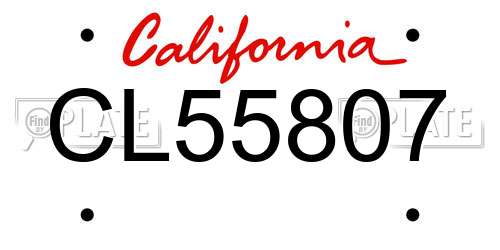 CL55807 California License Plate