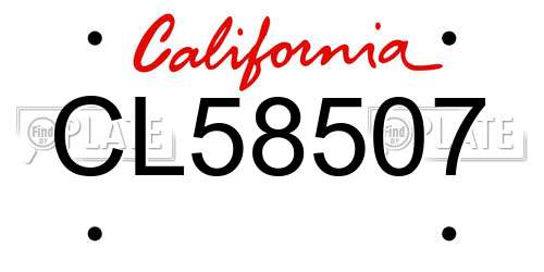 CL58507 California License Plate
