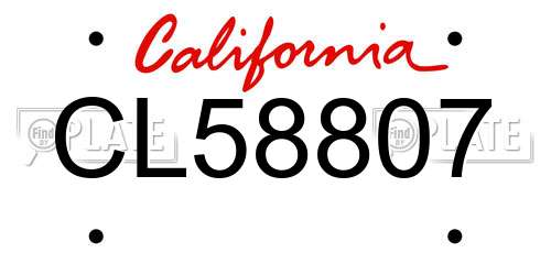 CL58807 California License Plate