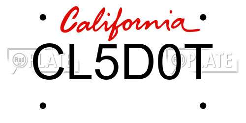 CL5D0T California License Plate