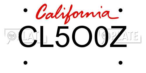 CL5O0Z California License Plate