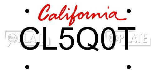 CL5Q0T California License Plate