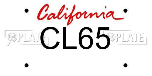 CL65 California License Plate