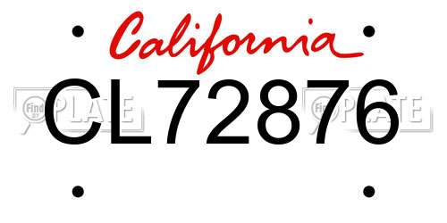 CL72876 California License Plate