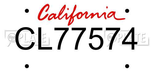 CL77574 California License Plate