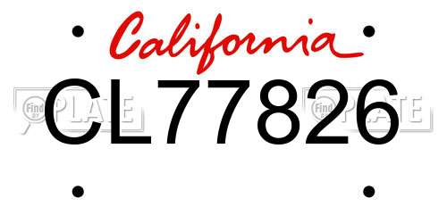 CL77826 California License Plate