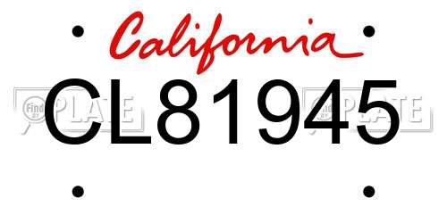 CL81945 California License Plate