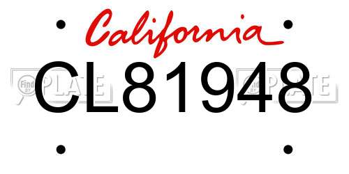 CL81948 California License Plate