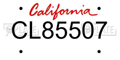 CL85507 California License Plate