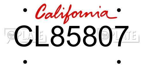 CL85807 California License Plate