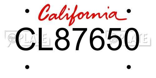 CL87650 California License Plate