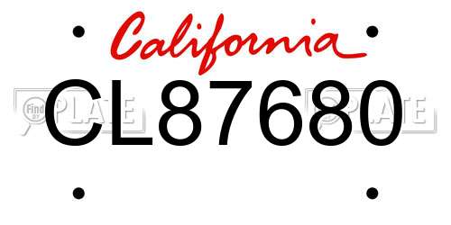 CL87680 California License Plate