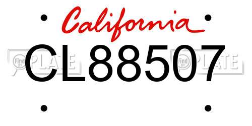 CL88507 California License Plate