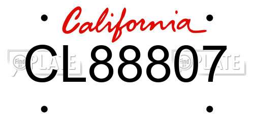 CL88807 California License Plate