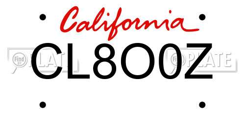 CL8O0Z California License Plate