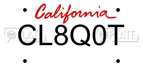 CL8Q0T California License Plate
