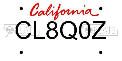 CL8Q0Z California License Plate