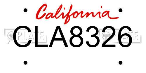 CLA8326 California License Plate