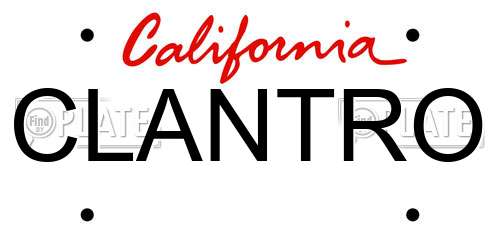 CLANTRO California License Plate