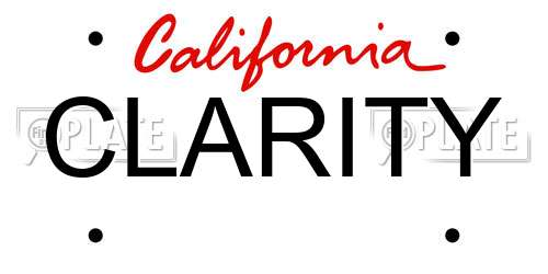 CLARITY California License Plate