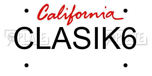 CLASIK6 California License Plate