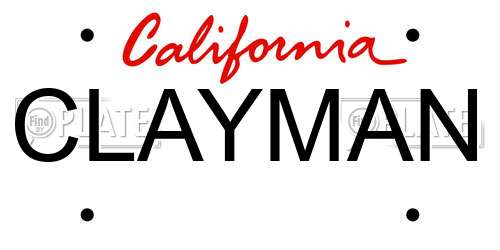 CLAYMAN California License Plate