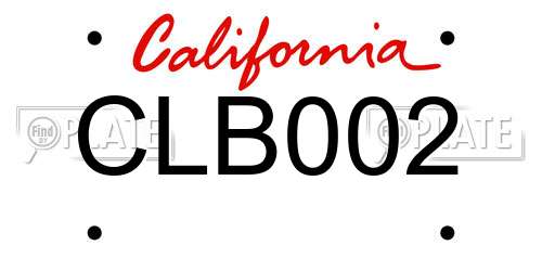 CLB002 California License Plate