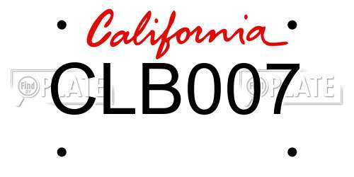 CLB007 California License Plate