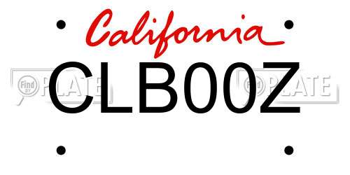 CLB00Z California License Plate